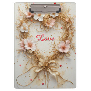 Porte-bloc Couronne de cœur florale rose romantique