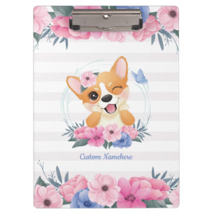 Porte-bloc Couronne de fleurs de chien Corgi mignon Papillon