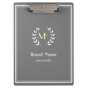 Porte-bloc Couronne de laurier monogramme gris