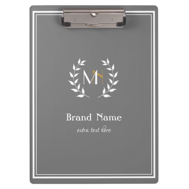 Porte-bloc Couronne de laurier monogramme gris (Devant)