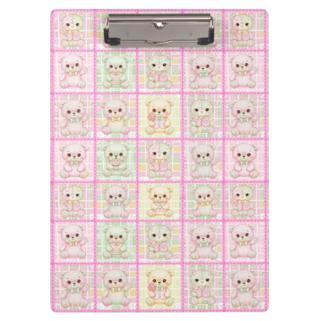 Porte-bloc Couverture ourson patchwork mignon sans couture (Devant)