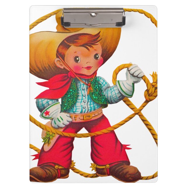 Porte-bloc Cowboy Retro Boy Child Cute Western (Devant)