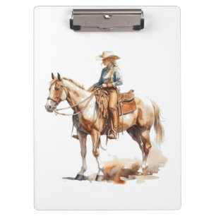 Porte-bloc Cowgirl Blonde Aquarelle Occidental, personnalisé