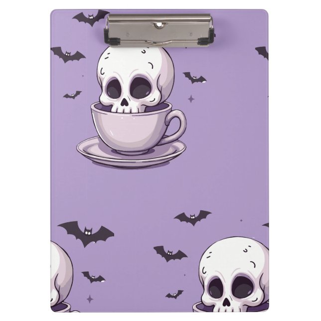 Porte-bloc Crâne Pastel Goth dans une tasse à thé (Devant)