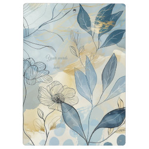 Porte-bloc Créez Votre Propre Floral Minimaliste Bleu et Or