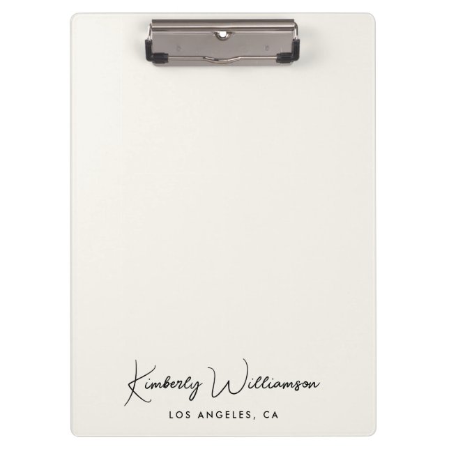 Porte-bloc Crème de script de signature chic (Devant)