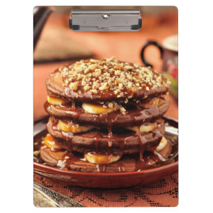 Porte-bloc Crêpes de chocolat avec les bananes et le caramel