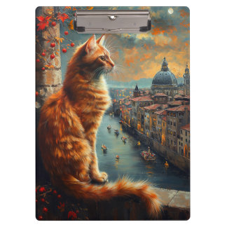 Porte-bloc Crépuscule à Venise | Chat roux sur un canal
