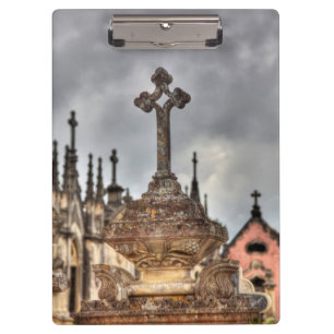 Porte-bloc Croix de cimetière en gros plan, Portugal