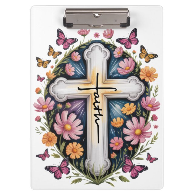 Porte-bloc Croix de foi florale  (Devant)