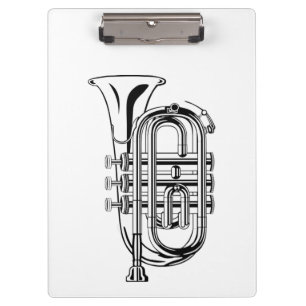 Porte-bloc Croquis d'instrument de musique Trompette noir et