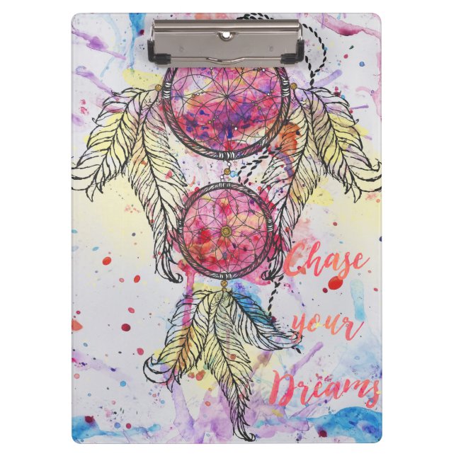 Porte-bloc Croquis en aquarelle Dreamcatcher "Chase your Drea (Devant)