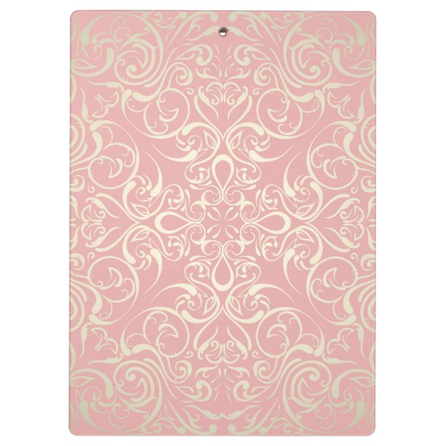 Porte-bloc Cru, rose, floral, victorian, or, élégant, motif (Dos)