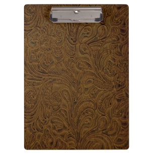 Porte-bloc Cuir usiné par cowboy Brown (Faux)