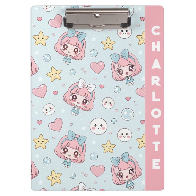Porte-bloc Custom Anime Kawaii with Hearts and Star (Devant)