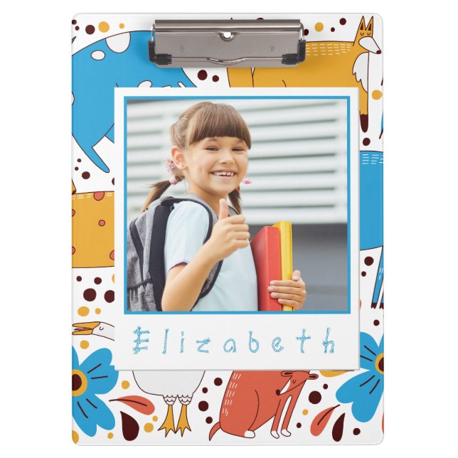 Porte-bloc Custom Cute Kid Name & Photo Animal Clipboard (Devant)