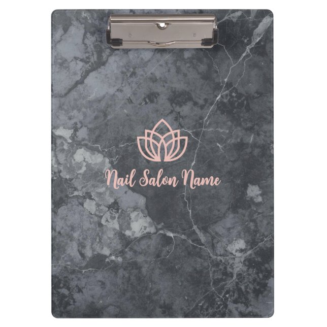 Porte-bloc Custom Grey Marbel Nail Salon Clipboard with Logo  (Devant)