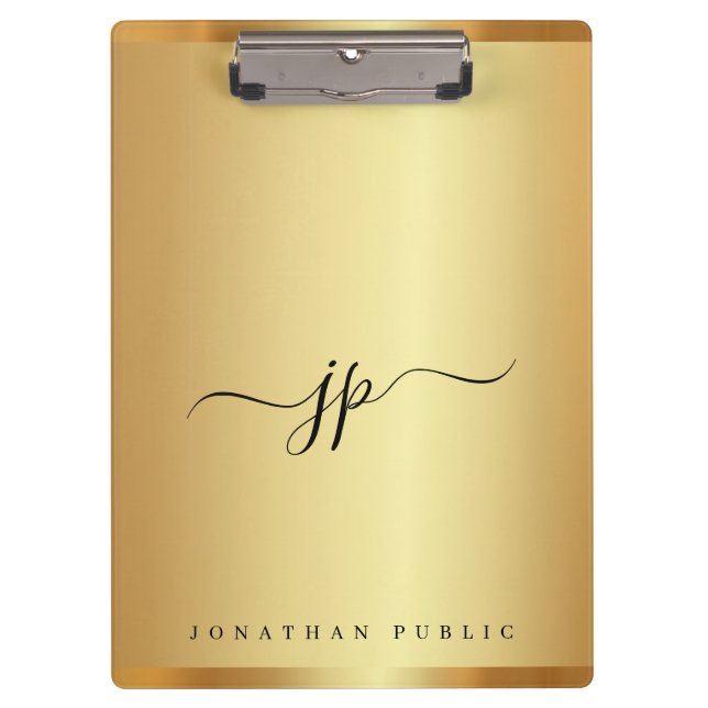 Porte-bloc Custom Script Text Monogram Luxury Gold Glamour (Devant)