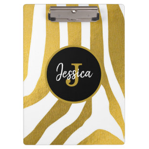 Porte-bloc Customisé Faux Gold Zebra Print Stripes Motif