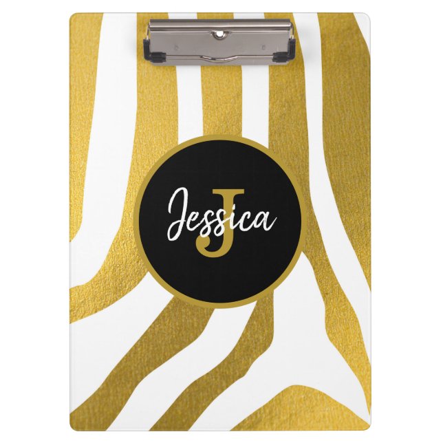 Porte-bloc Customisé Faux Gold Zebra Print Stripes Motif (Devant)