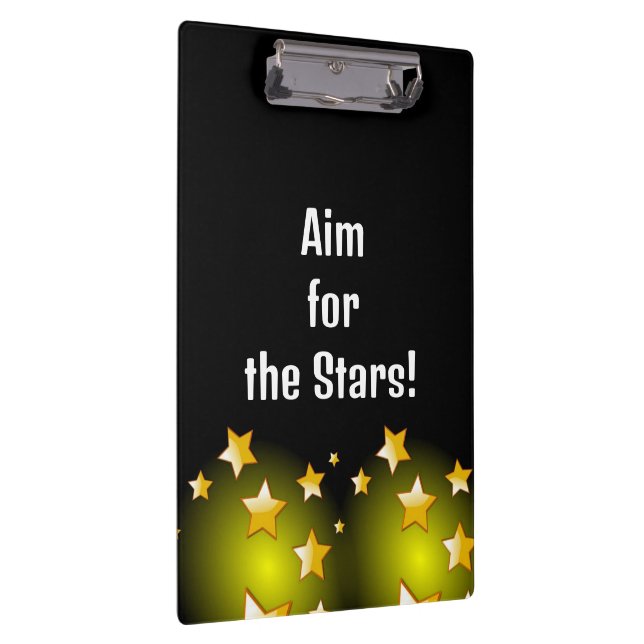 Porte-bloc Cute Aim for the Stars Yellow Black Clipboard  (Swatch)