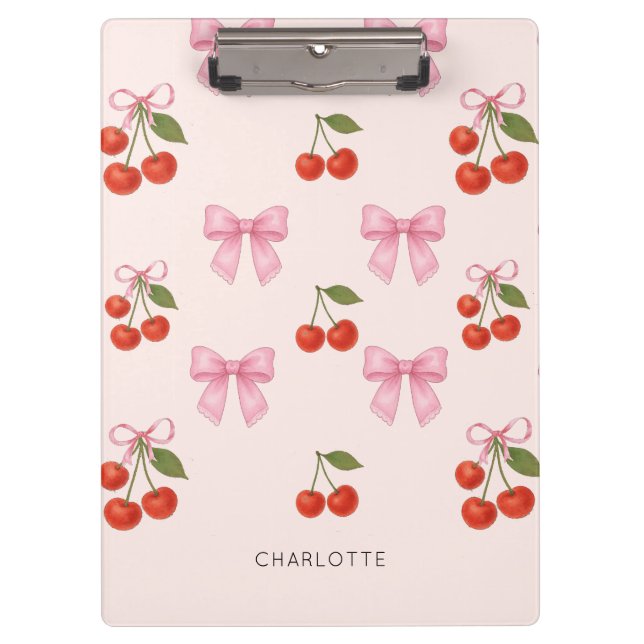 Porte-bloc Cute Aquarelle Cerry Bow Coquette Motif (Devant)