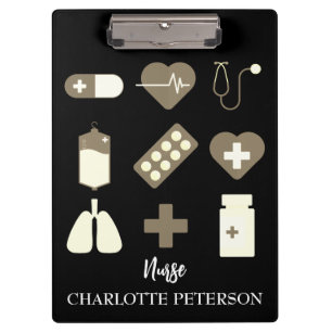 Porte-bloc Cute Black Médicale Element Nurse
