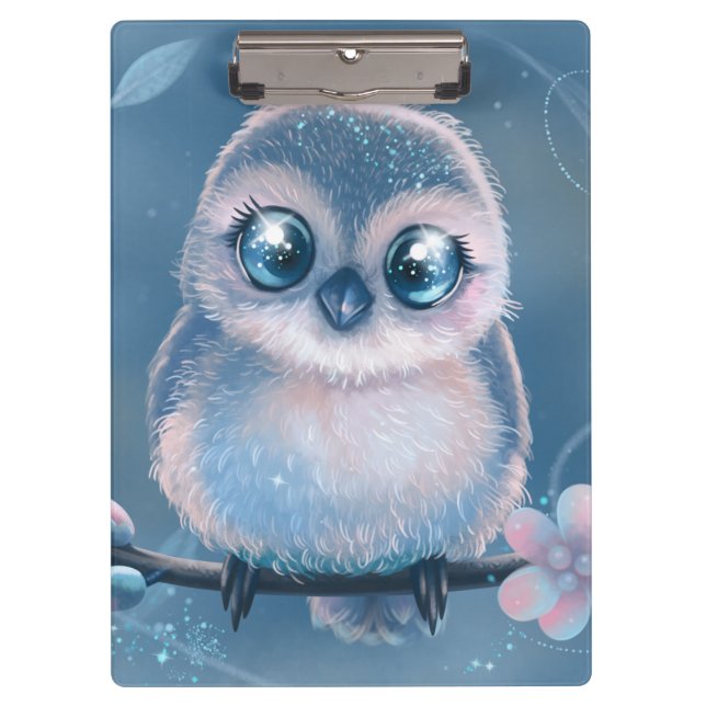 Porte-bloc Cute Blue Owl Clipboard (Devant)