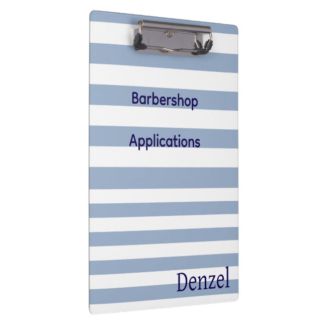 Porte-bloc Cute Blue & White Stripe Barbershop Clipboard  (Swatch)