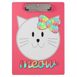 Porte-bloc Cute chat Meow arc-en-ciel Bow rose Parties scinti