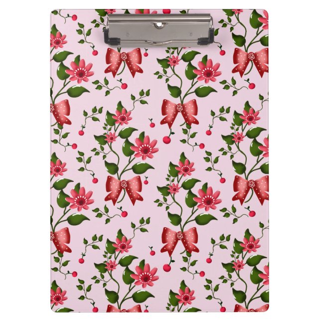 Porte-bloc Cute Cherry Bow floral Pattern  (Devant)