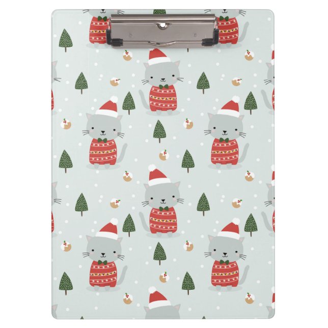 Porte-bloc Cute Christmas Cat Pattern – Festive Holiday  (Devant)