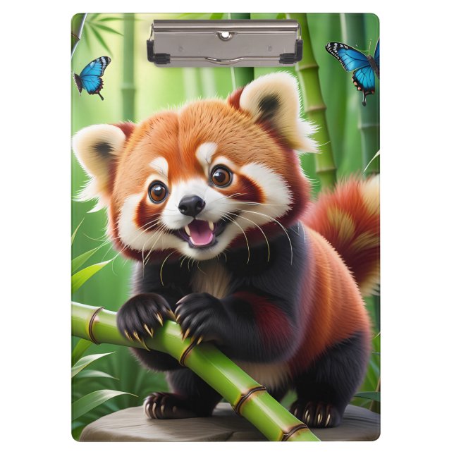 Porte-bloc Cute Kawaii style Panda rouge dans une forêt de Ba (Devant)