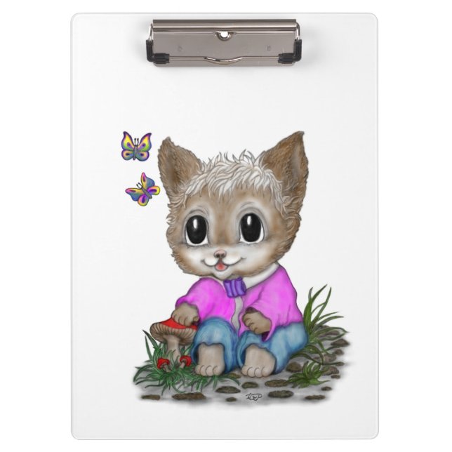Porte-bloc Cute Kitty Chat et Papillon (Devant)