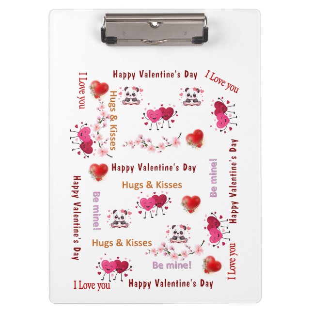 Porte-bloc Cute Love Red Hearts Clipboard  (Devant)