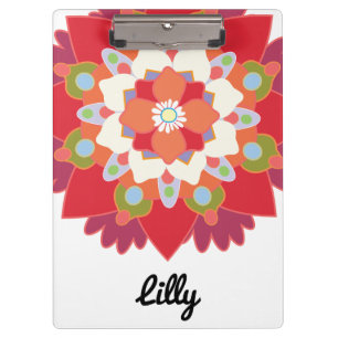Porte-bloc Cute Moderne Rouge Floral Lotus Mandala Personnali
