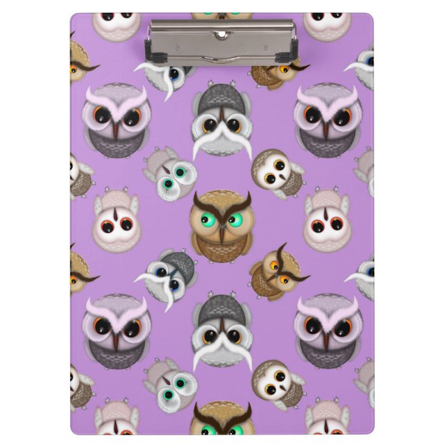 Porte-bloc Cute Owls Motif sur Purple Arrière - plan (Devant)