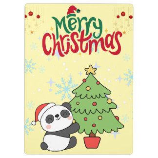 Porte-bloc cute panda merry Christmas Clipboard