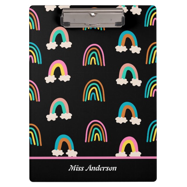 Porte-bloc Cute Rainbow Patten personnalisable enseignant (Devant)