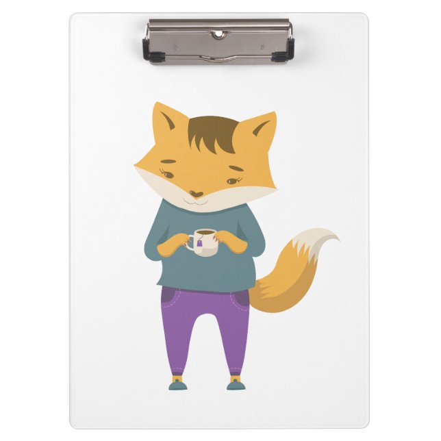Porte-bloc Cute renard avec tasse de thé (Devant)