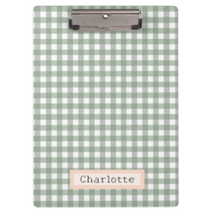Porte-bloc Cute Sage Green Plaid Personnalisé