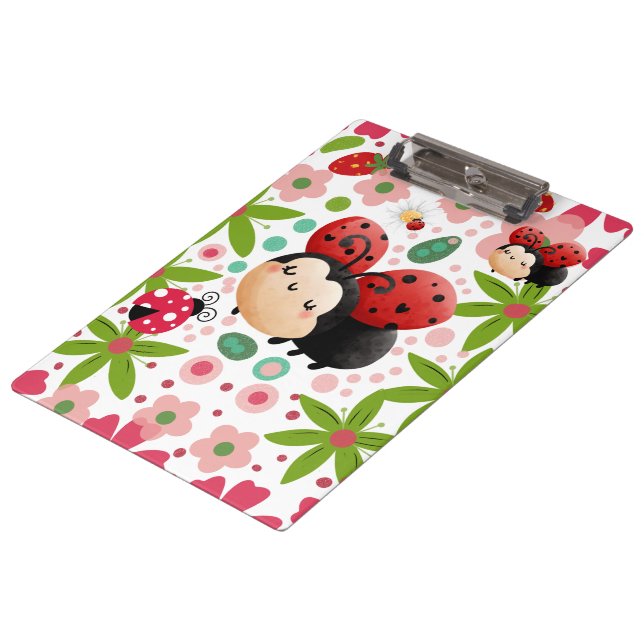 Porte-bloc Cute Strawberry Ladybug Clipboard (Incliné)
