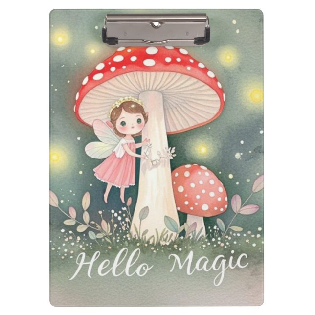 Porte-bloc Cute Tiny fairy perché sur le dessus de champignon (Devant)