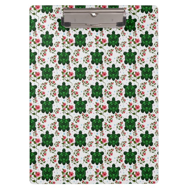 Porte-bloc Cute Turtle and Floral Seamless Pattern  (Devant)