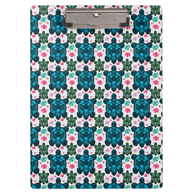 Porte-bloc Cute Turtle and Floral Seamless Pattern  Notebook (Devant)