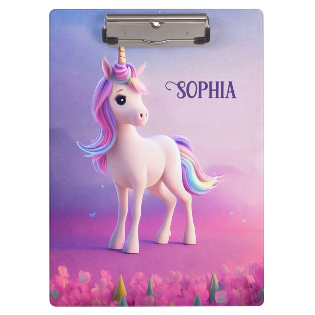 Porte-bloc Cute Unicorne Blanche Avec Rose & Bleu Mane (Devant)