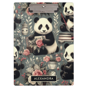 Porte-bloc Cute Vintage Panda Floral