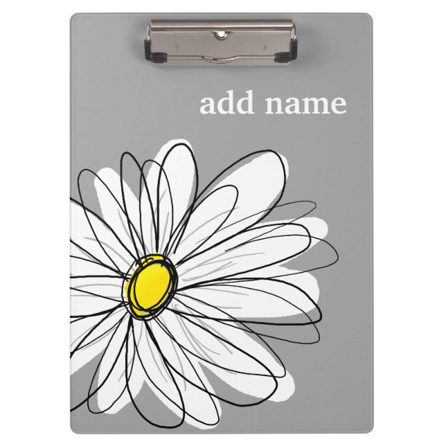 Porte-bloc Daisy tendance avec gris et jaune (Devant)