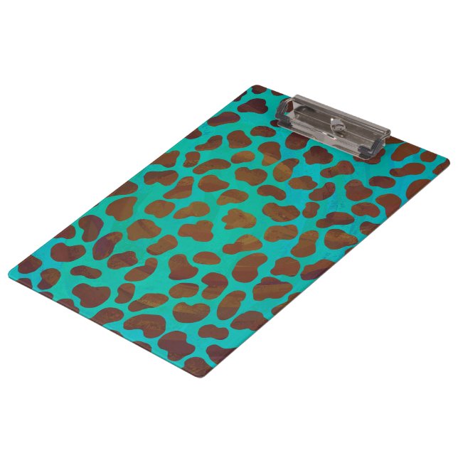Porte-bloc Dalmatie Brown et Turquoise avec Monogramme (Incliné)