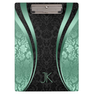 Porte-bloc Damas Florales Géométriques Noires Et Vertes À La